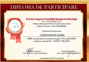 Certificat participare Dr. Constantin Guma Congresul