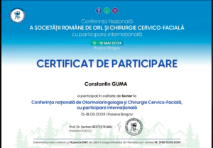 Certificat lector Dr. Constantin Guma ORL Chirurgie