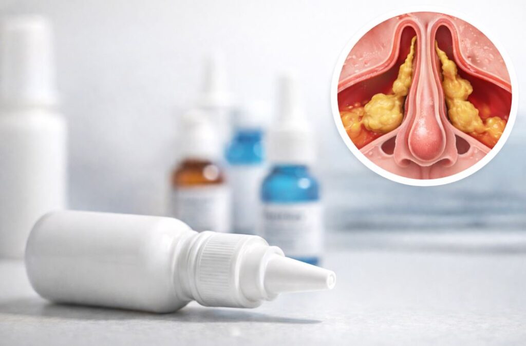 Spray nazal utilizat frecvent, asociat cu congestie nazală persistentă și inflamația mucoasei nazale.