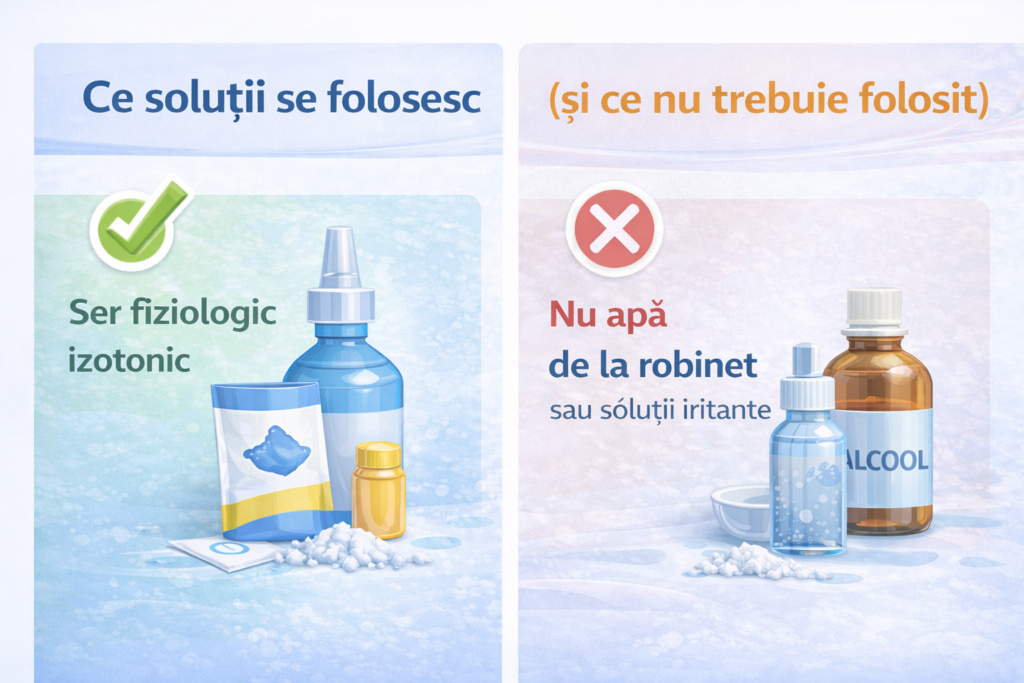 Ser fiziologic izotonic recomandat pentru spălături nazale și exemple de soluții nerecomandate