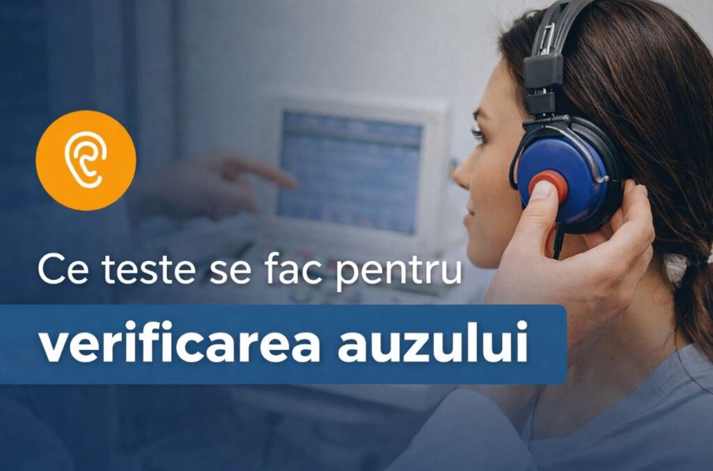 Verificarea auzului - test auditiv realizat într-un cabinet ORL