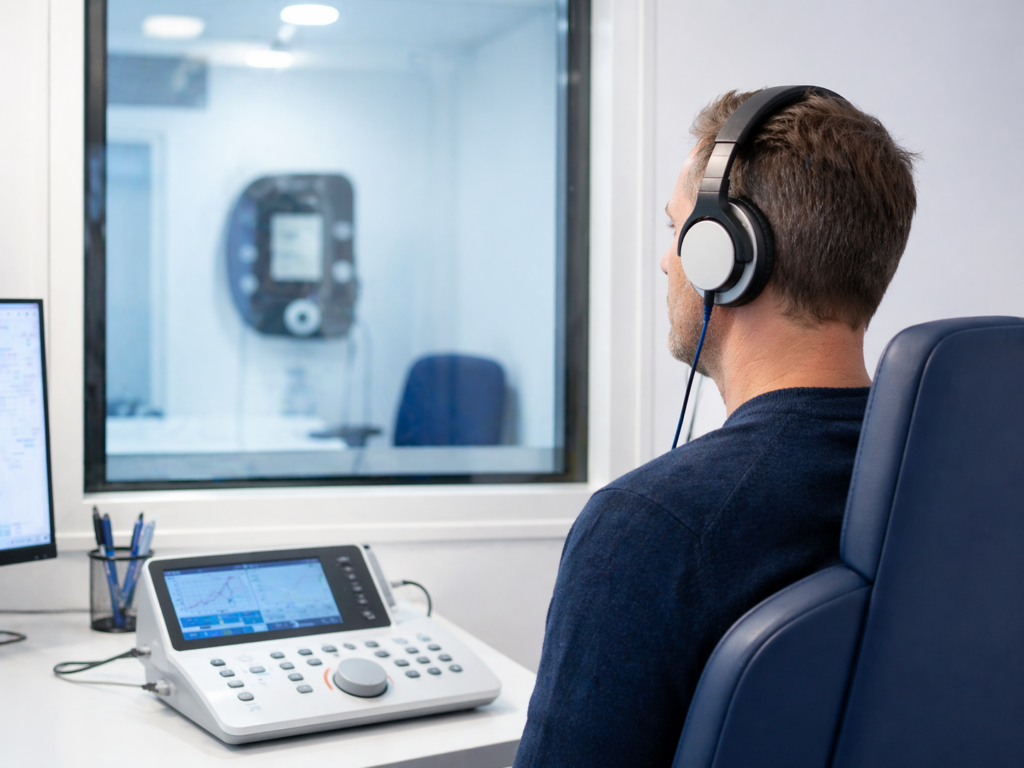 Test auditiv pentru evaluarea auzului într-un cabinet de audiologie