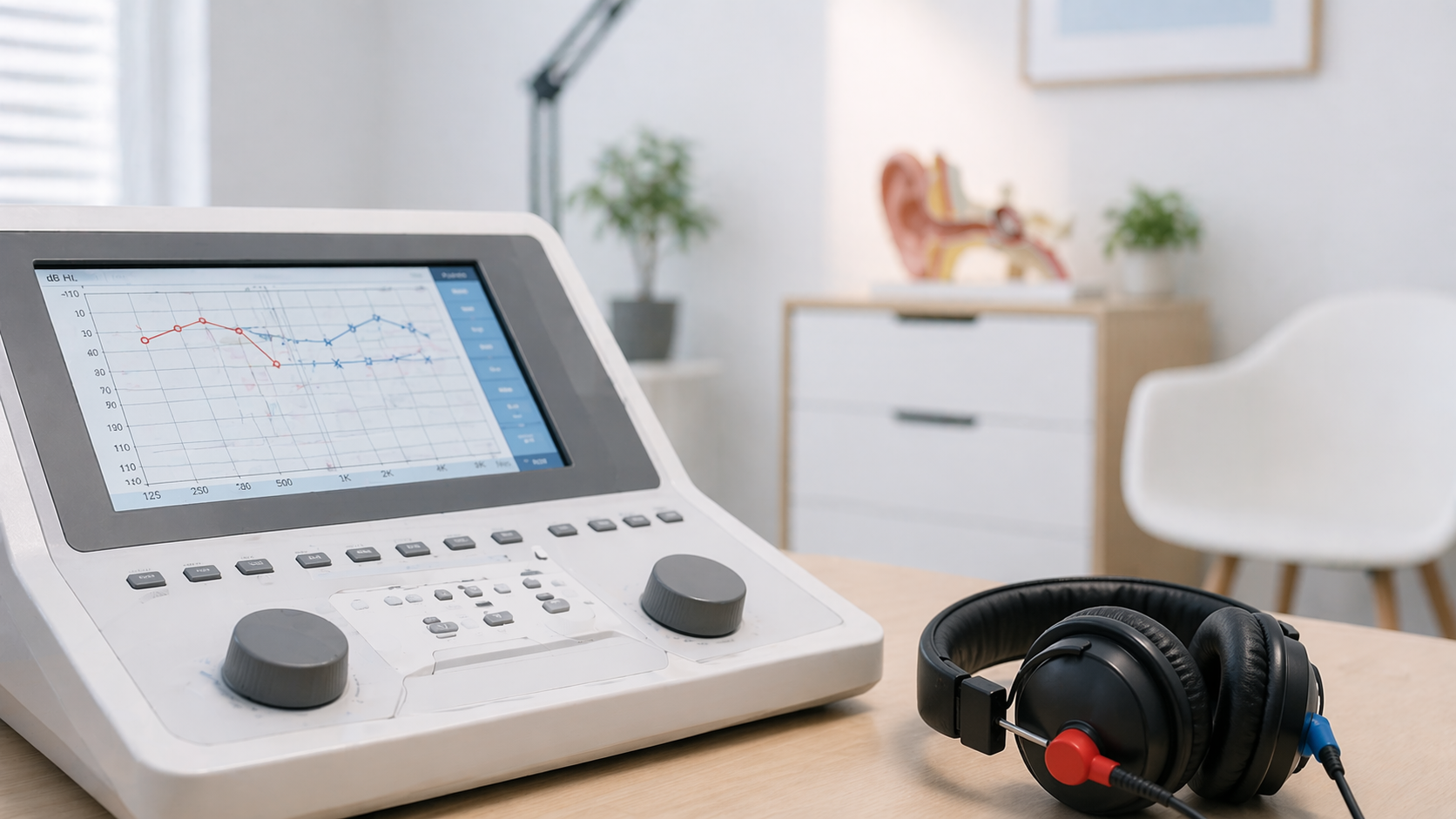 Aparat audiometric utilizat pentru testarea auzului în cabinet