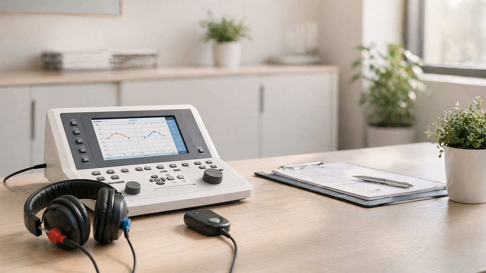 Aparat audiometric utilizat pentru testarea auzului în cabinet