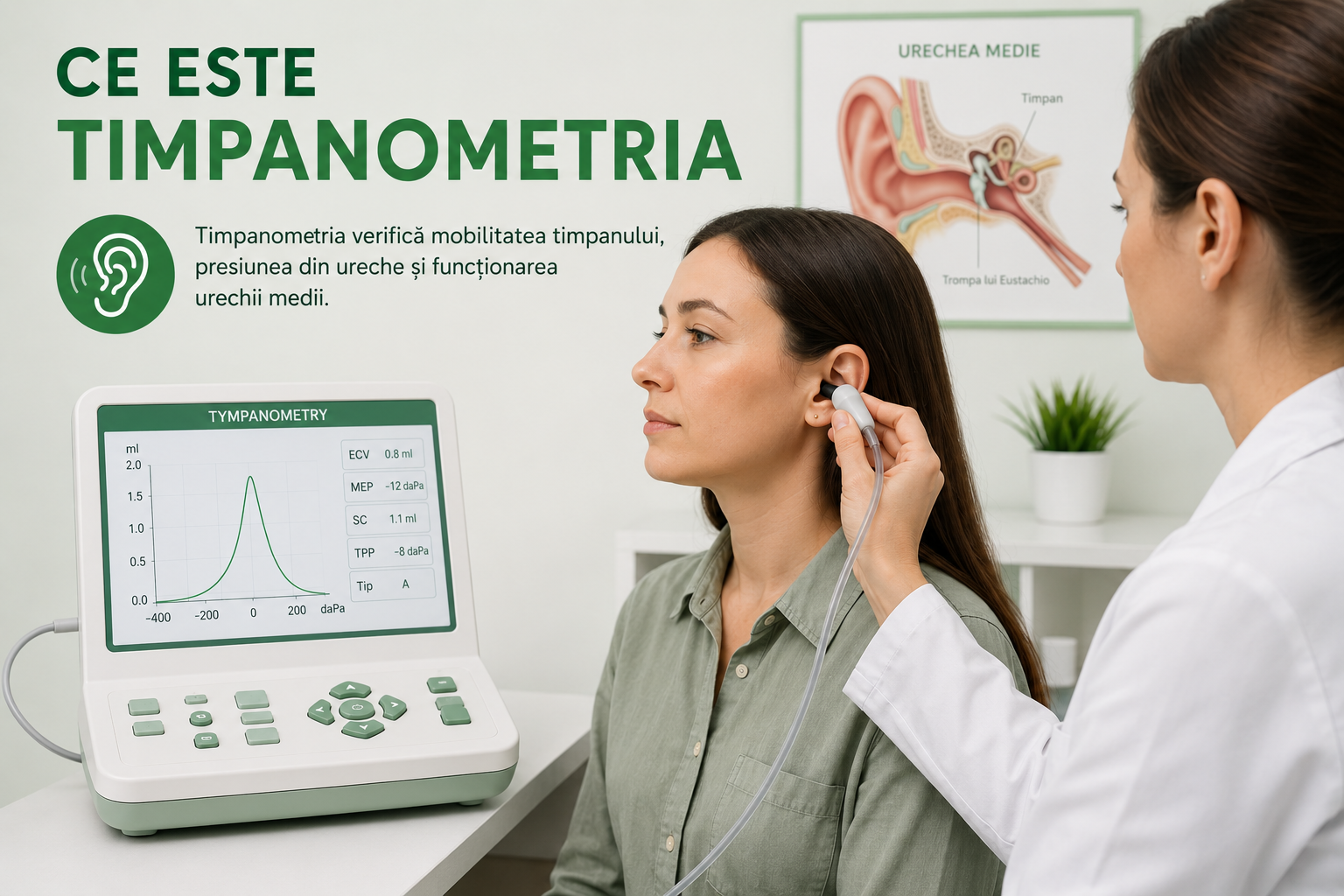 Timpanometrie pentru evaluarea urechii medii și a timpanului
