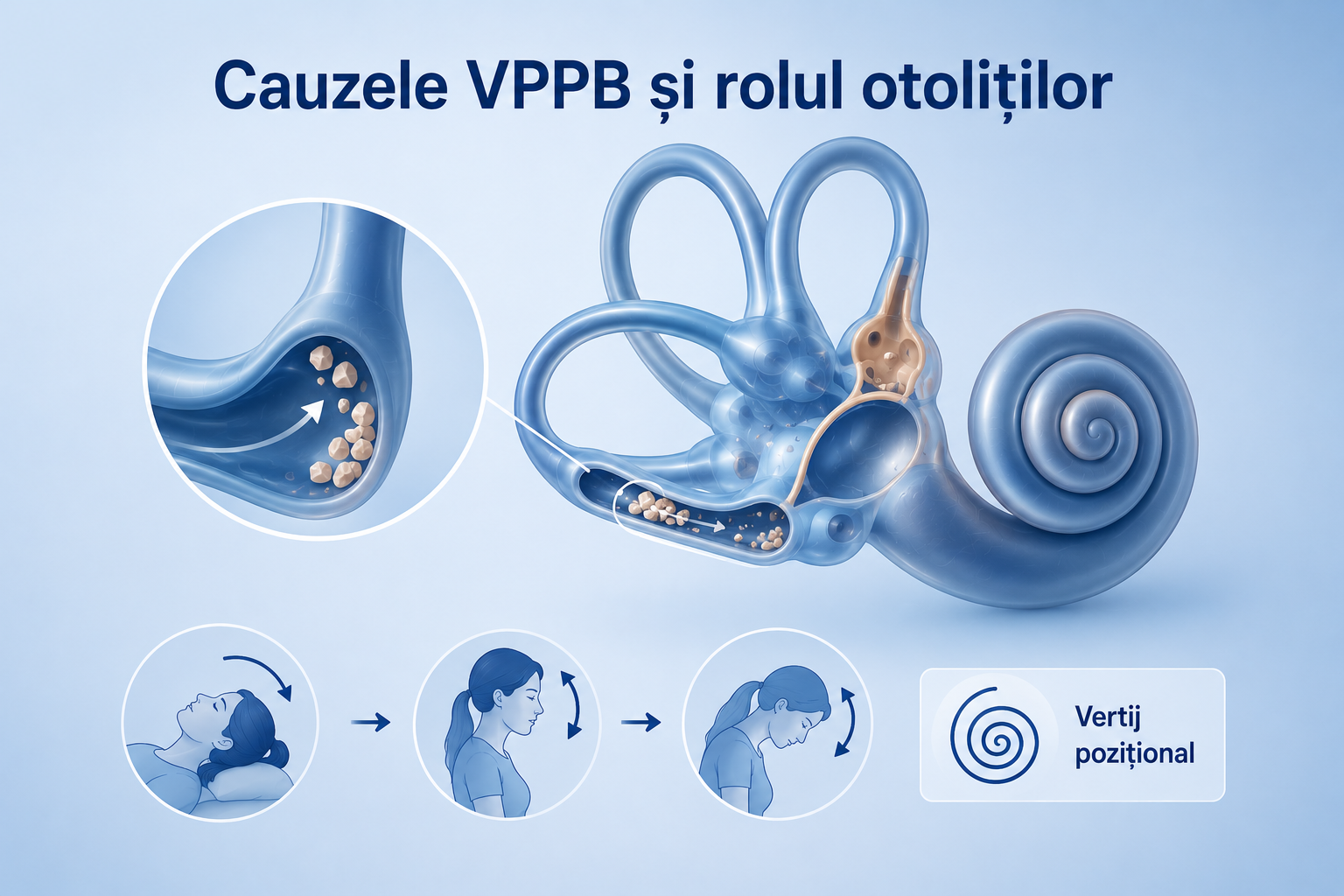 Cristale deplasate în urechea internă care provoacă vertij pozițional