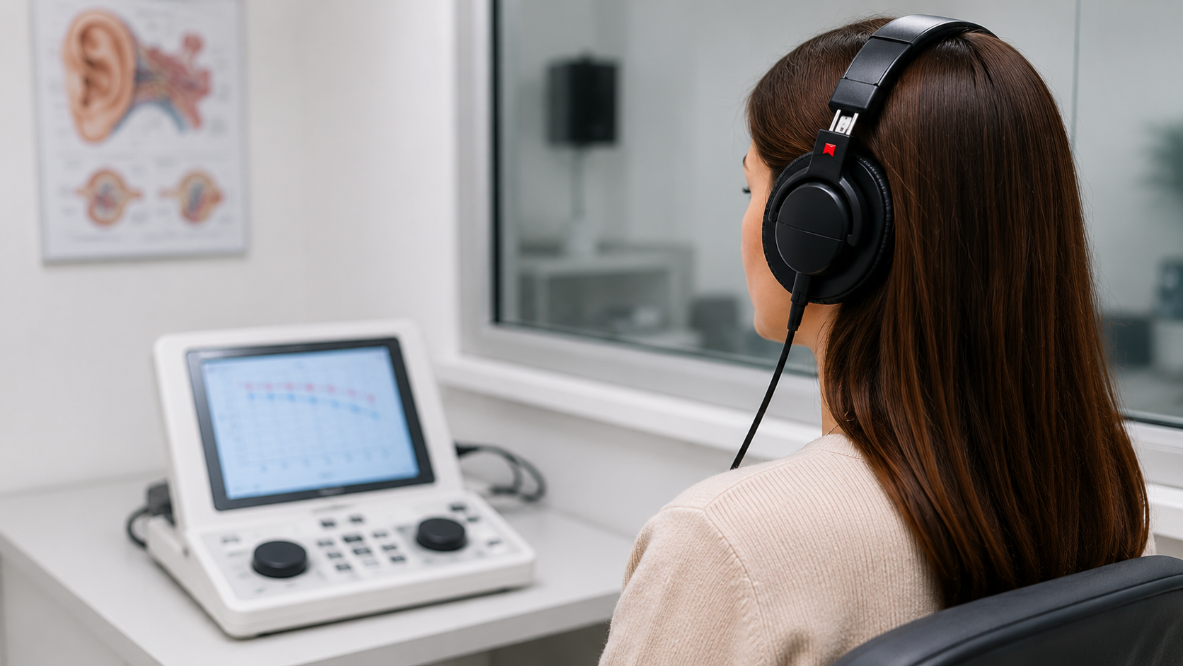 Grafic audiogramă cu rezultate pentru urechea dreaptă și stângă